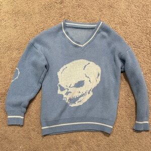 Blue Skull Design Sweater